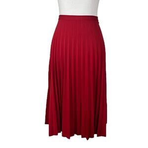 Mix It Midi Skirt Knife Pleated A-line Stretch Red Women’s Size 14 Tall